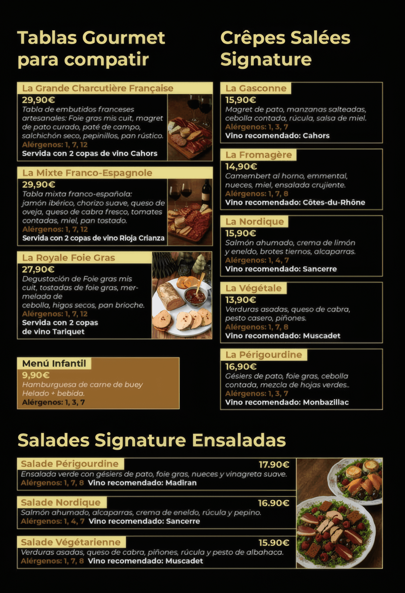 Authentic French Menu